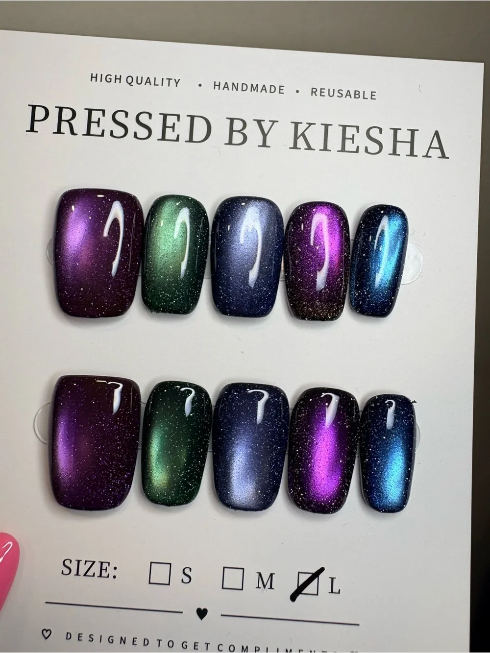 Multichrome Pressed Nail Set - Purple, Green, Blue